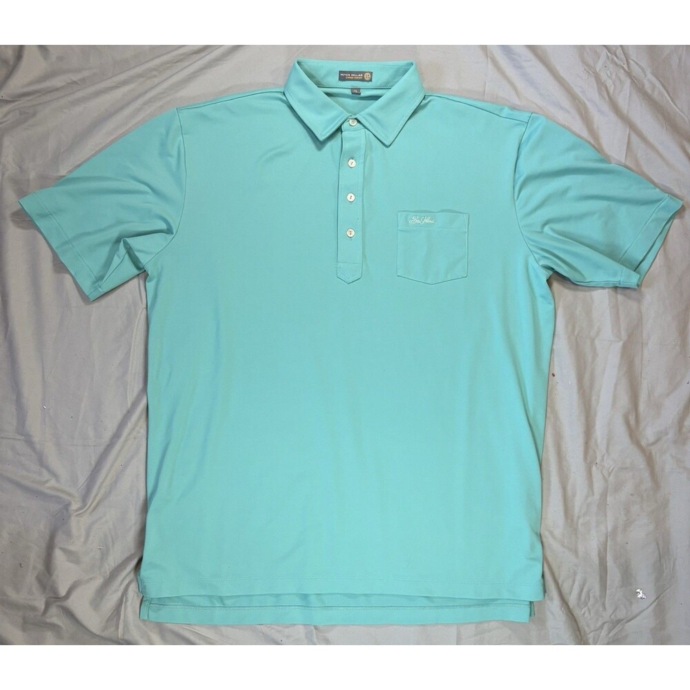 Peter Millar Sea Island Summer Comfort E4 Size XL Light Blue Teal Short Sleeve